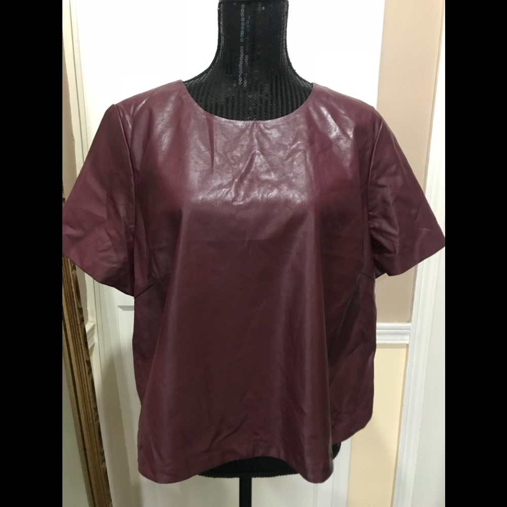 Forever 21 faux leather burgundy blouse